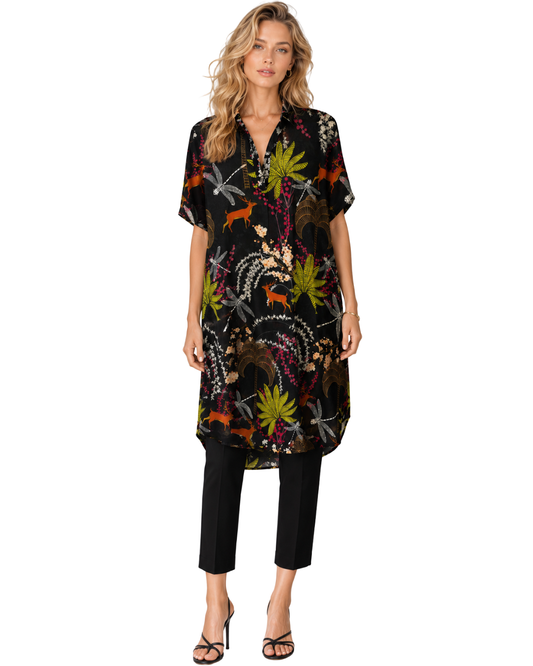 Tropical Print A-line Ankle Length Dress (S-M)