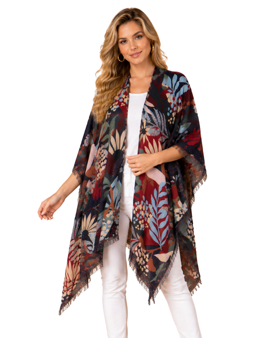 Tropical Merino Wool Travel Cape