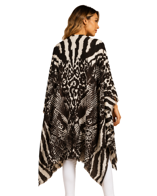 Animal print Merino Wool Travel Cape