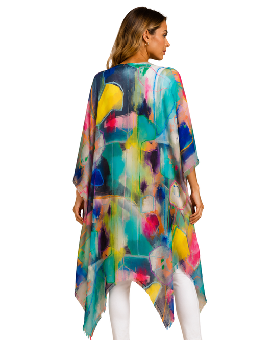 Abstract Merino Wool Travel Cape