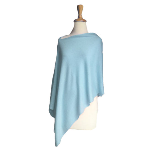 Poncho en laine turquoise