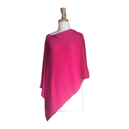 Poncho en laine rose vif