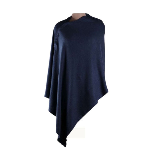 Poncho en laine bleu marine