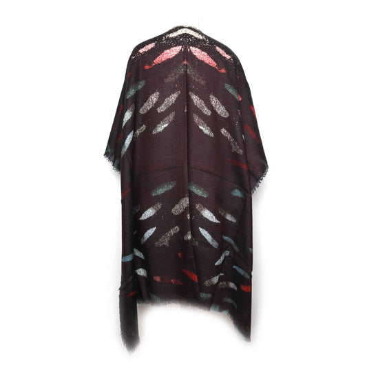 Abstract Brown Merino Wool Travel Cape