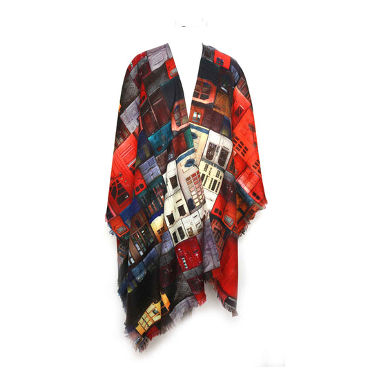 Architectural Red Door Merino Wool Travel Cape