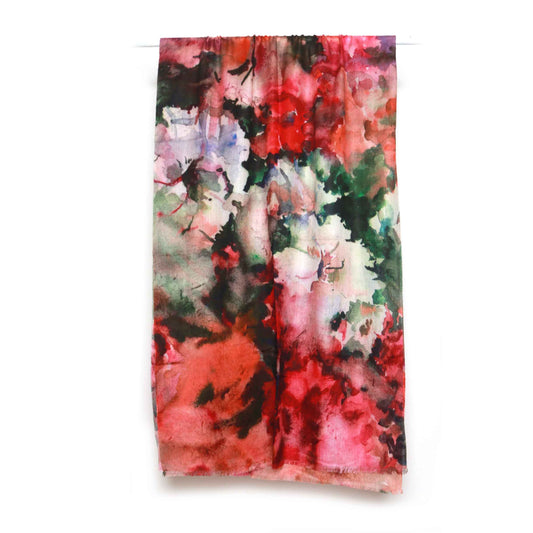 Blossom Meadow Floral Scarf – Merino Fine Wool Designer Wrap | Watercolor Garden Print