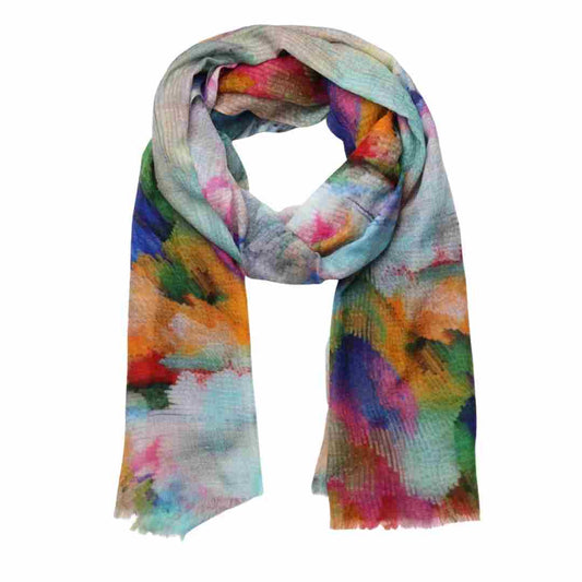 Bufanda de diseño de seda merino fina con diseño floral