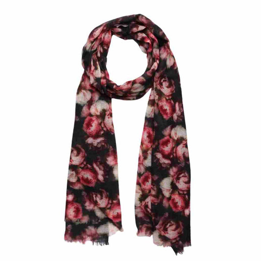 Floral Fine Merino Silk Designer Scarf