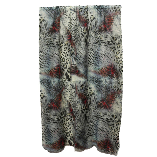 Snow Leopard Animal Print Scarf – Merino Wool Silk Designer Wrap | Wild Abstract Pattern