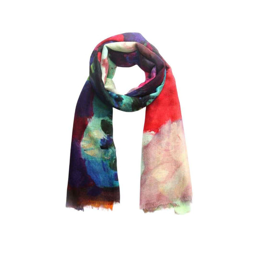 Floral Fine Merino Silk Designer Scarf