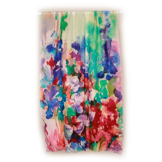 Floral Fine Merino Silk Designer Scarf