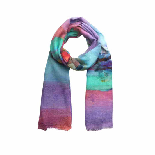 Sunset Sailboats Abstract Scarf – Modal Silk Designer Wrap | Ocean SeascapeAustralian Coastal Art Print