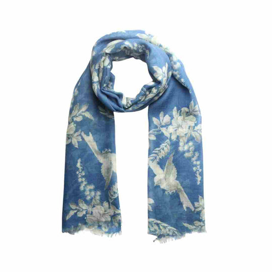 Floral Fine Merino Silk Designer Scarf