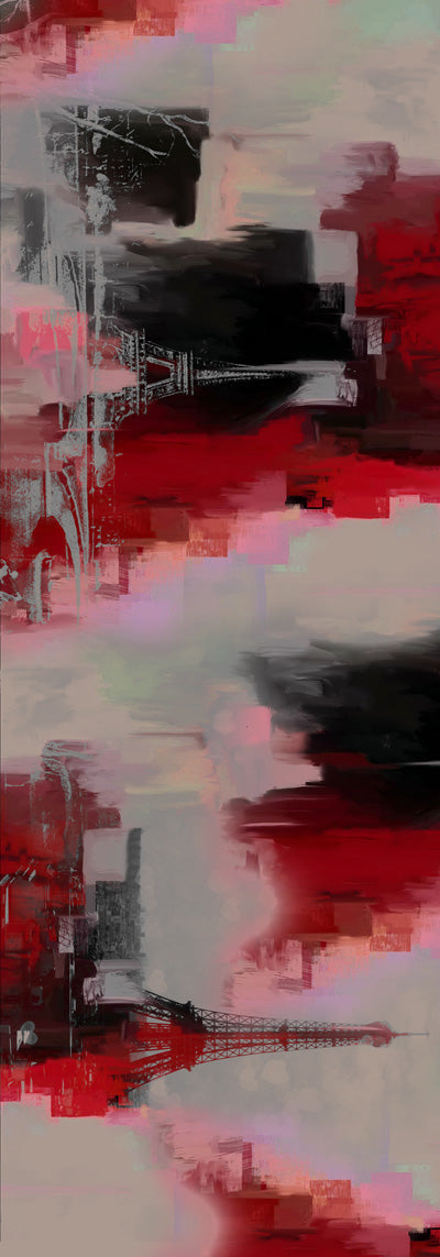 Crimson Paris Modal Silk Scarf – Abstract Eiffel Tower Art Print