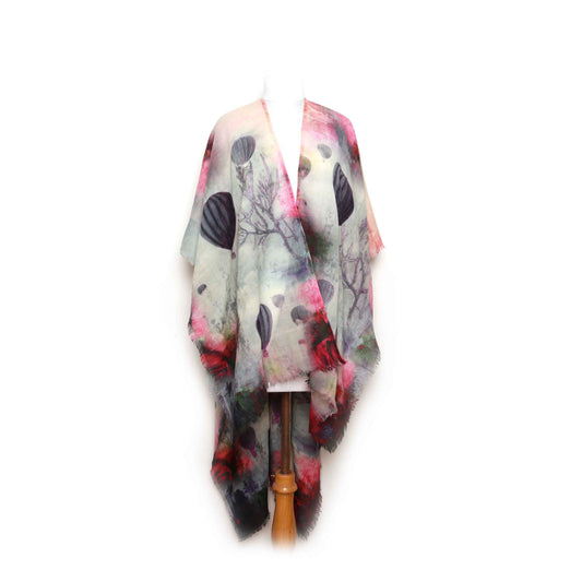 Abstract Merino Wool Travel Cape