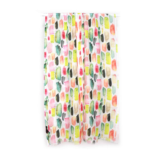 Watercolor Mosaic Scarf – Merino Wool Silk Wrap | Multicolor Abstract Brushstroke Design