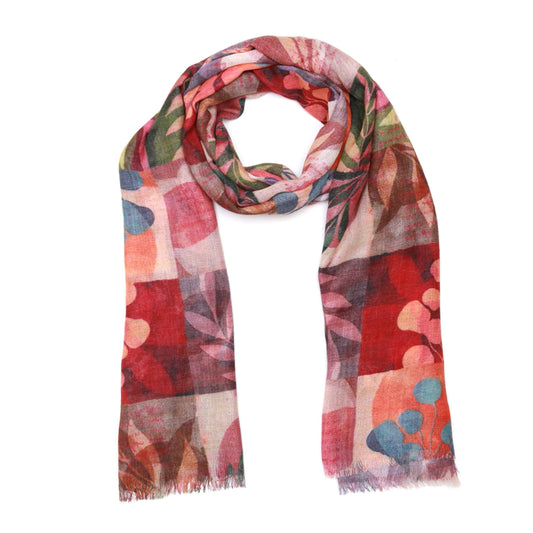 Floral Fine Merino Silk Designer Scarf