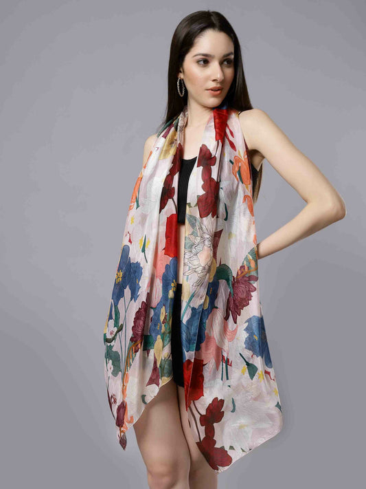 Floral Modal Silk Designer Scarf