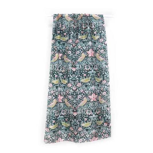 Victorian Heritage Scarf – Pure Silk Wrap | Vintage Birds & Botanical Motifs in Teal and Blush