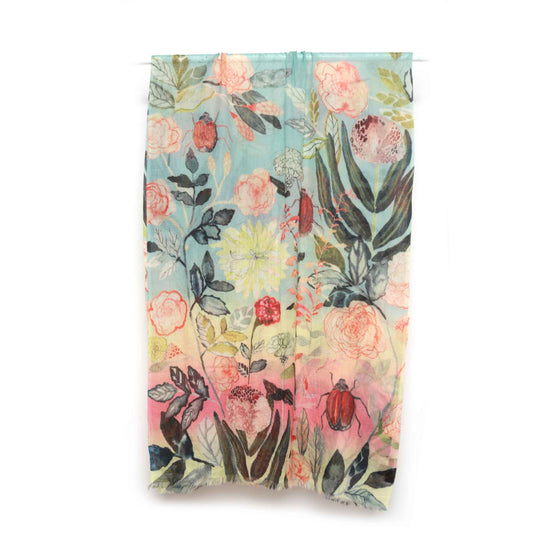 Floral Fine Merino Silk Designer Scarf