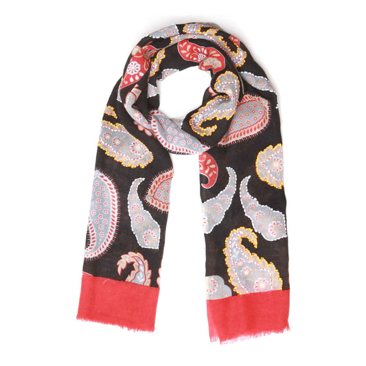 Paisleys Embroidered Wool Scarf