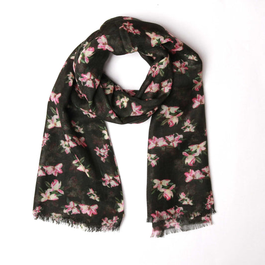 Floral Merino Silk Designer Scarf