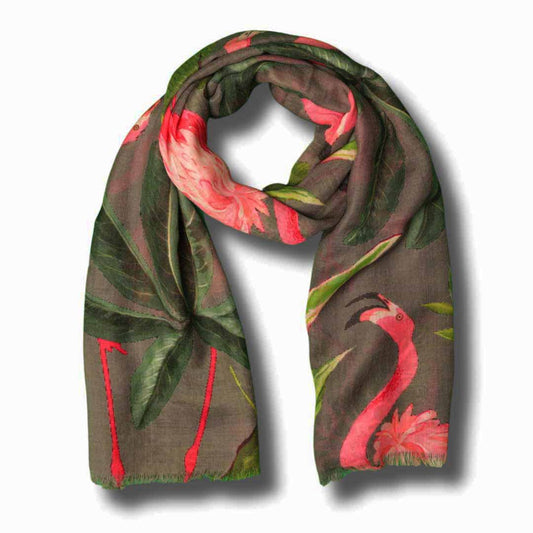 Animal Swan Print Merino Silk Designer Scarf