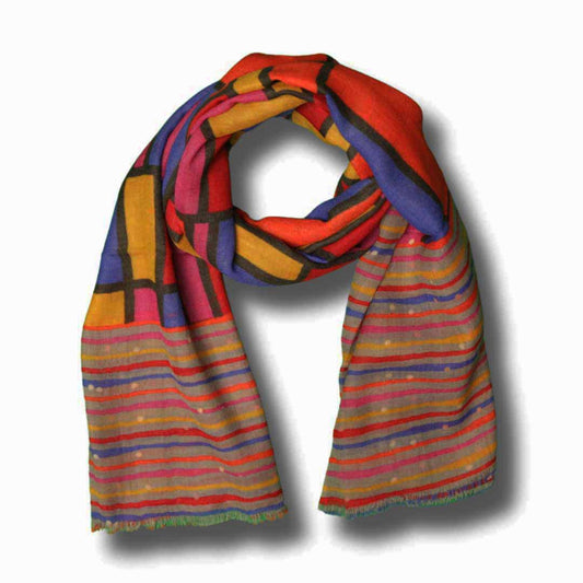 Geometric Merino Silk Designer Scarf