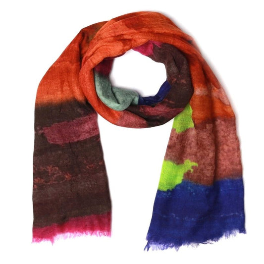 Abstract Merino Silk Designer Scarf