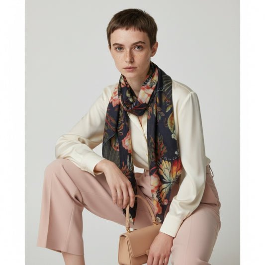 Floral Modal Silk Designer Scarf
