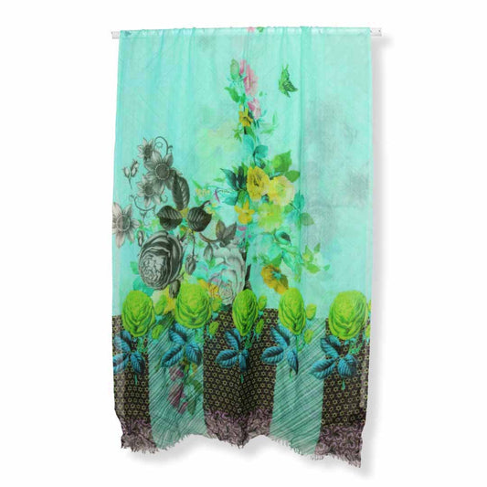 Floral Merino Silk Designer Scarf