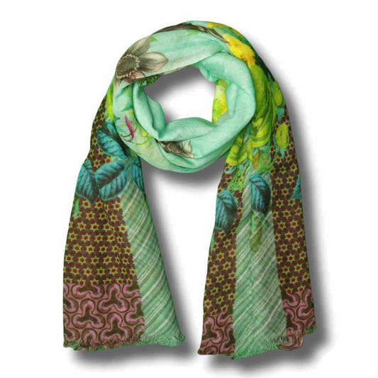 Floral Merino Silk Designer Scarf