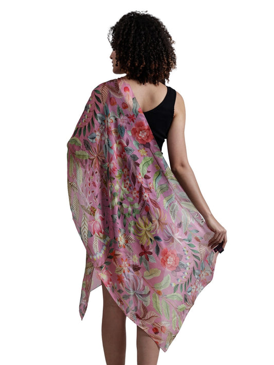 Floral Merino Silk Designer Scarf