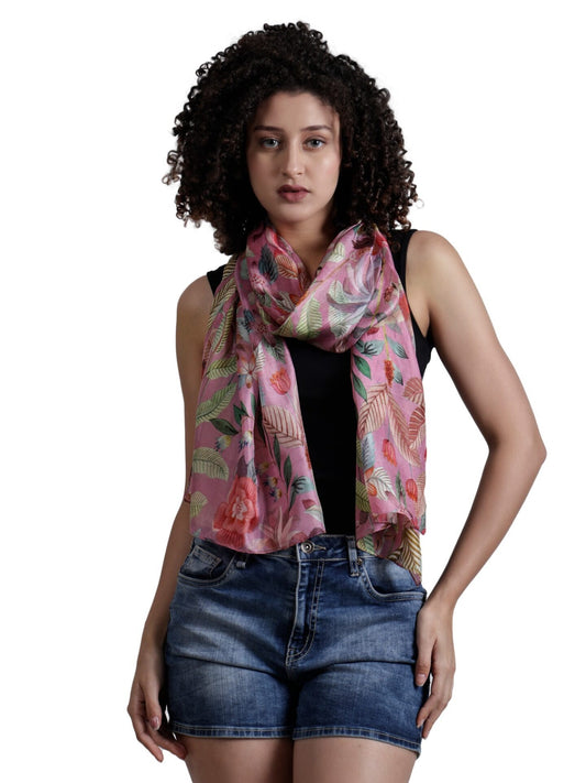 Floral Fine Merino Silk Designer Scarf