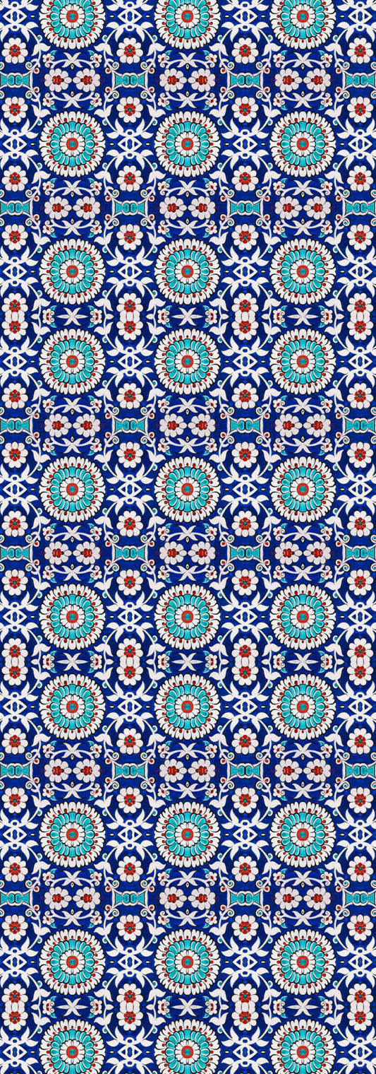 Écharpe de créateur en pure soie bleu mosaïque marocaine