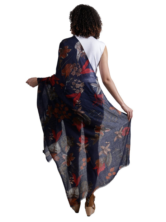 Floral Merino Silk Designer Scarf