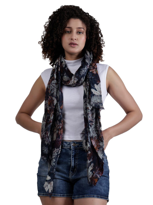 Floral Fine Twill Merino Silk Designer Scarf