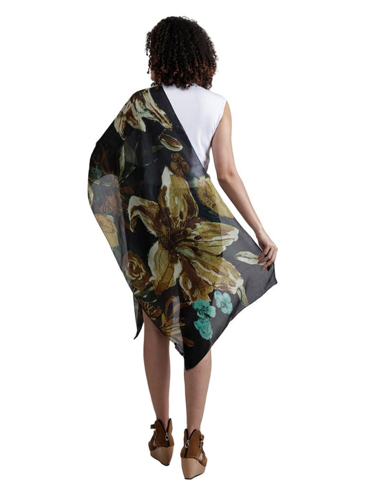 Floral Merino Silk Designer Scarf