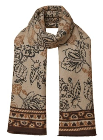 Vintage Meadow Botanical Textured Woven Merino Silk Scarf