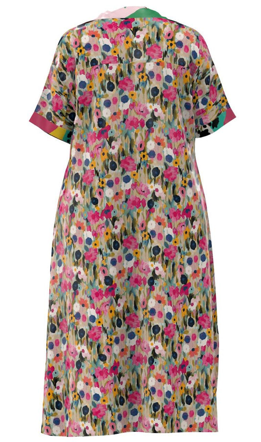 Floral Print A-line Ankle Length Dress (M-L)