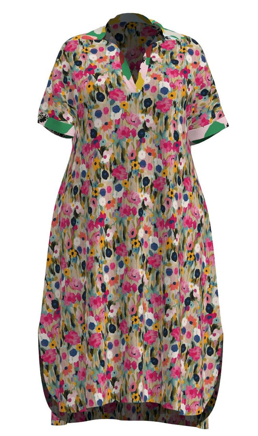 Floral Print A-line Ankle Length Dress (M-L)