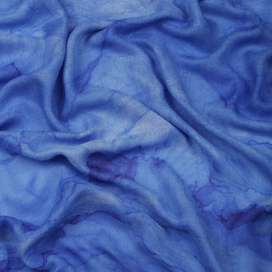 Ocean Waves Scarf –Modal Silk Wrap | Abstract Blue Watercolor Print