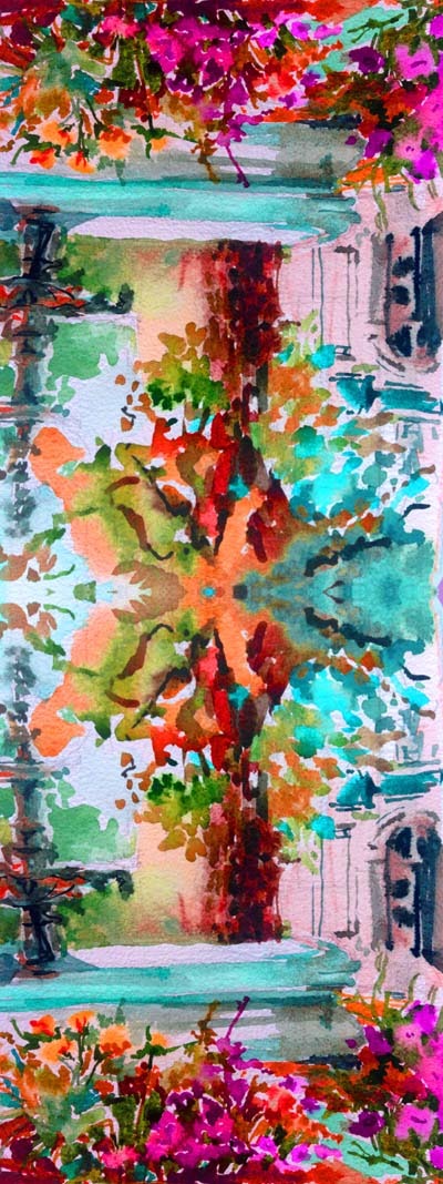 Garden Reflections Modal Silk Scarf – Abstract Floral Art