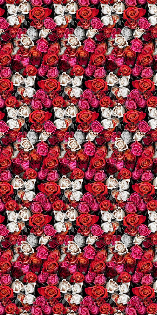 Red Rose Floral Merino Cape