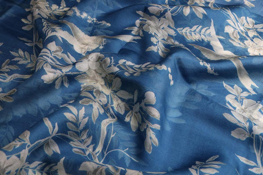 Blue Wisteria Dove Pure Silk Scarf