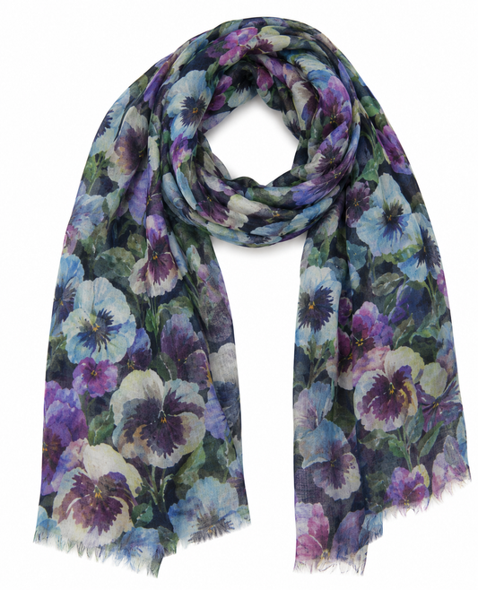 Écharpe de créateur en pure soie à motif floral