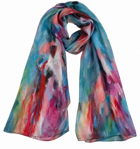 Abstract Watercolour Brushstroke Pure Silk Designer Scarf