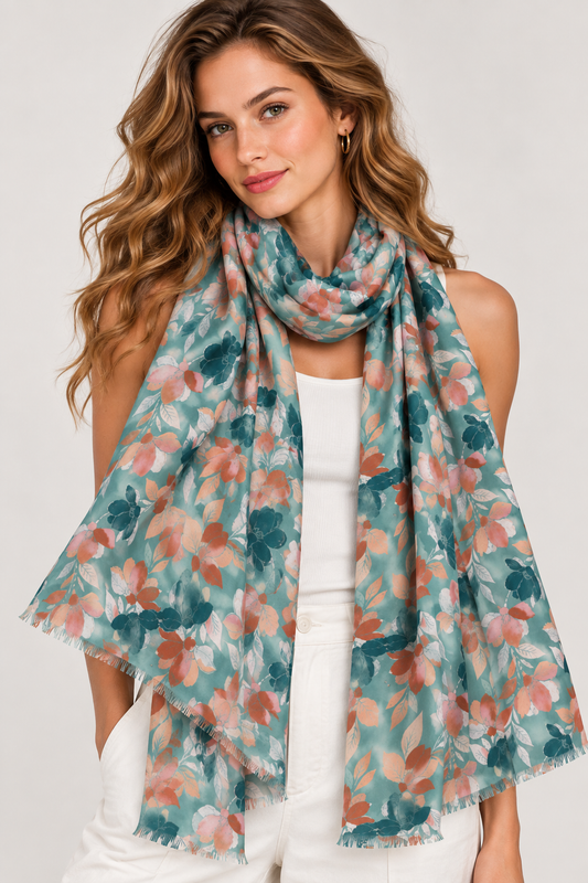 Sage Garden Modal  Silk Scarf