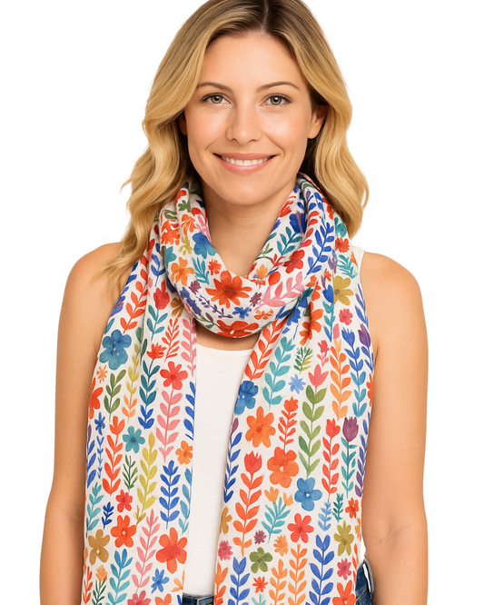 Écharpe de créateur en pure soie à motif floral