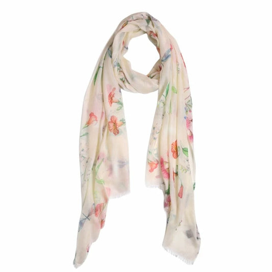 Floral Print Pure Linen Designer Scarf